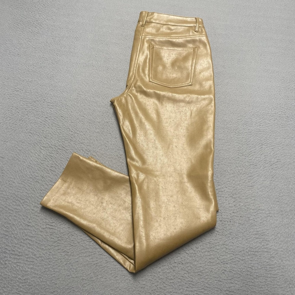 Wilfred The Melina Pants Womens 6 Gold Metallic Faux Leather Straight Leg Dress